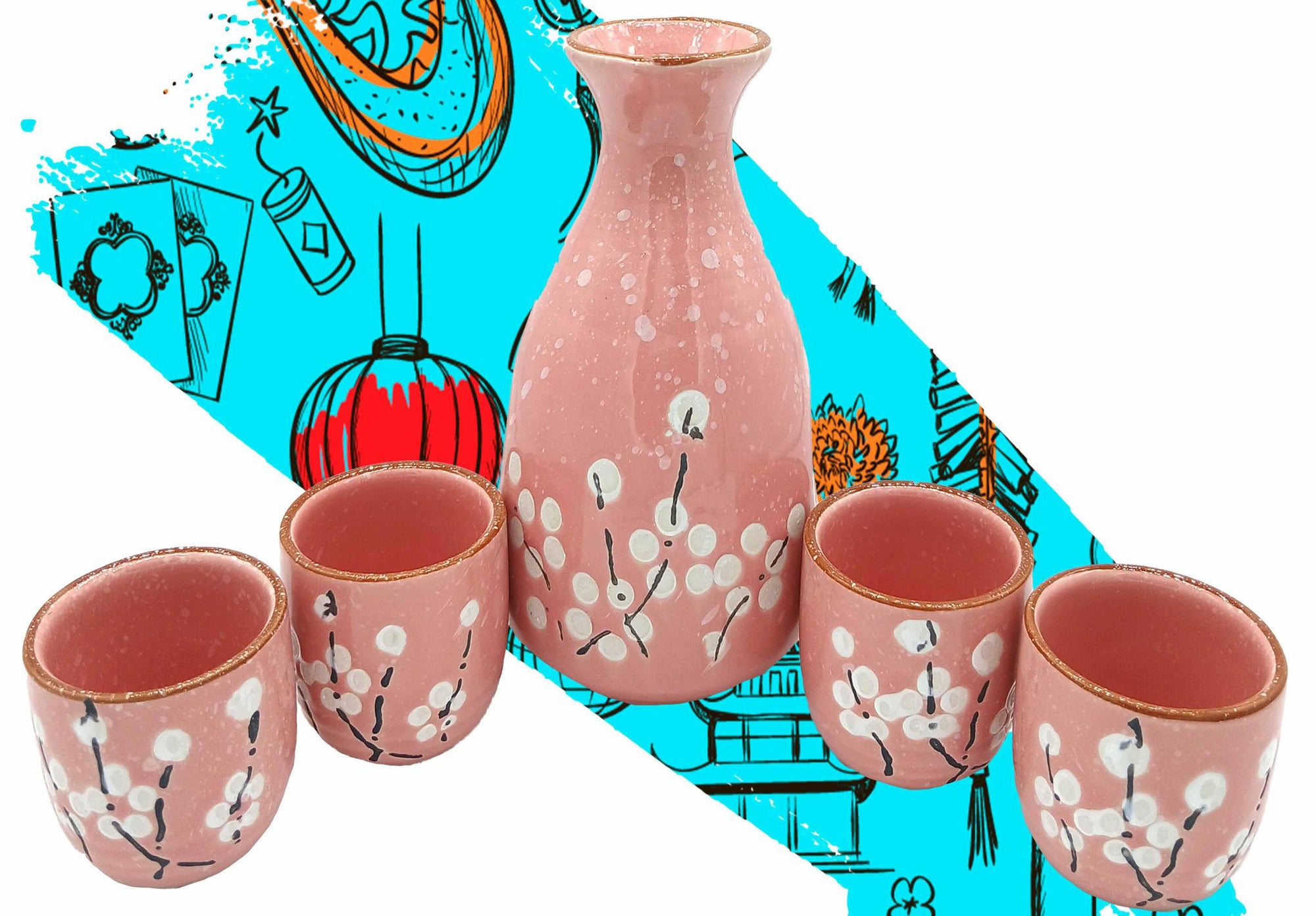 SET SAKE  ROSADO 5PCS A02358