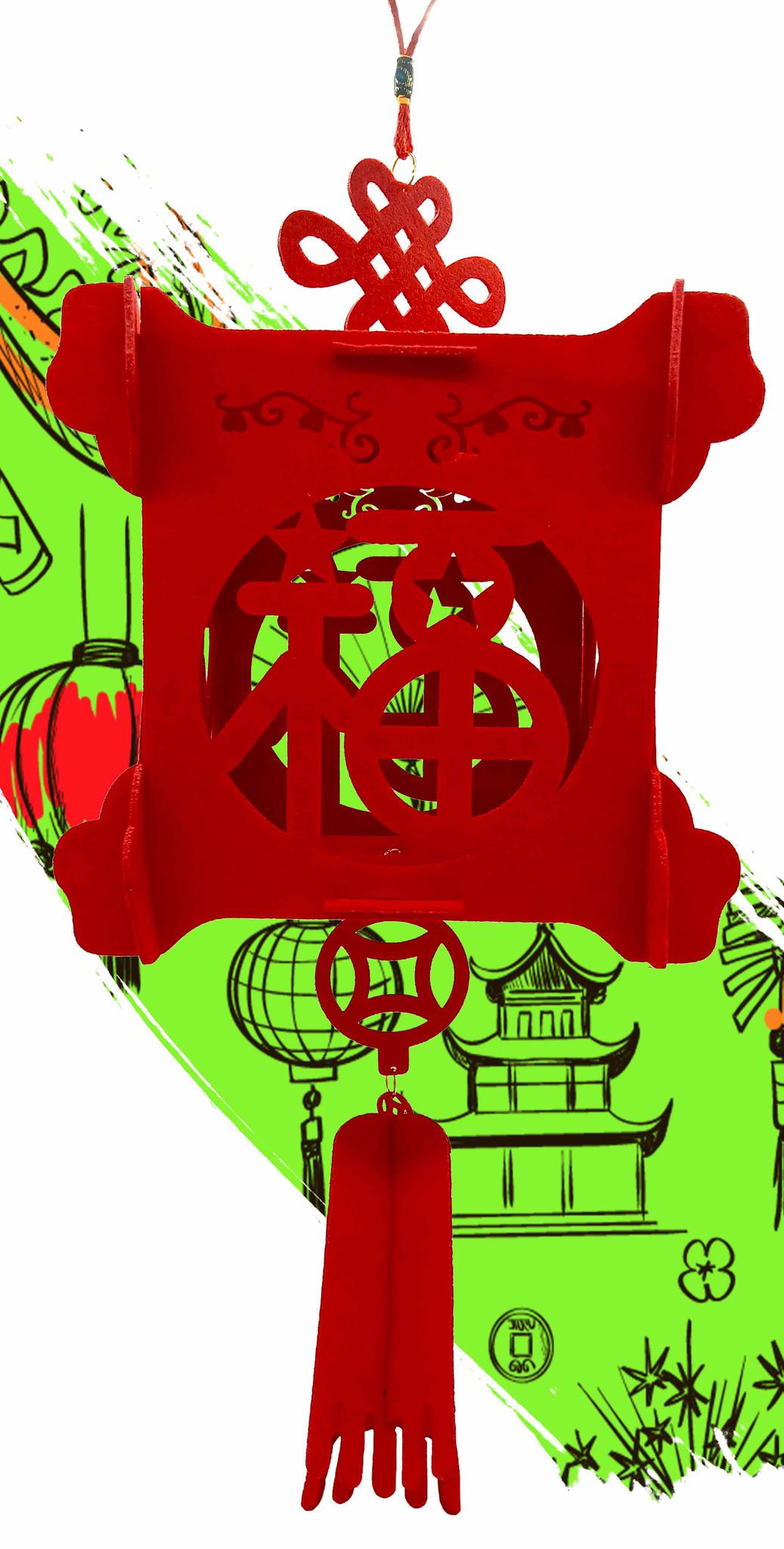 LAMPARA DE TELA ROJA FORTUNA 16 X 40 CM A03958